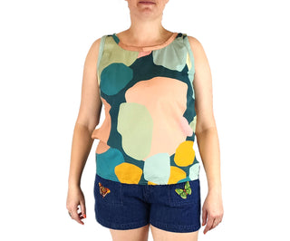 Rummage Style colourful sleeveless top size 14