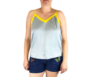 Kholo grey and yellow silk top size 14