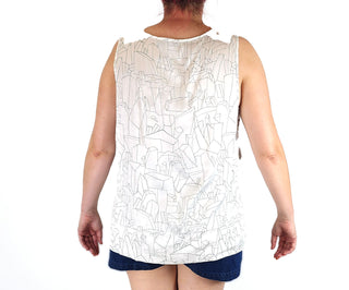 Elk white geometric print top size XL