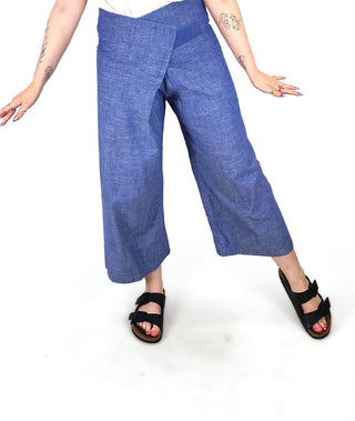 Gorman blue cotton wide leg pants size medium