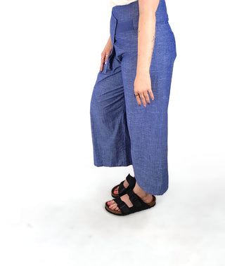 Gorman blue cotton wide leg pants size medium