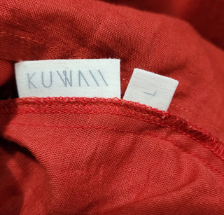 Kuwaii red linen mix top size L (best fits 12-14)