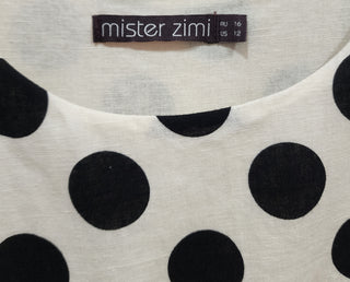 Mister Zimi black polka dot cotton/linen dress size 16