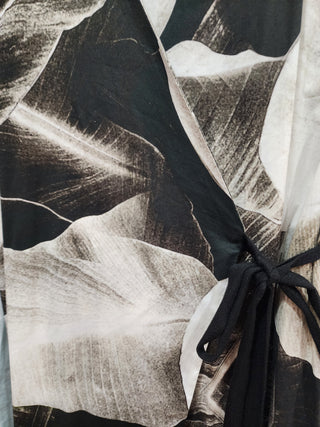 Morrison black and white print wrap dress size 4, best fits 14