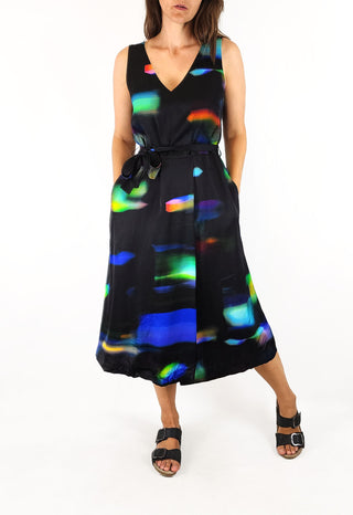 Elk black unique print dress size 8 (note: small pull) Elk preloved second hand clothes 3