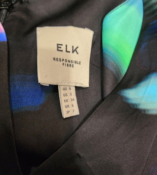 Elk black unique print dress size 8 (note: small pull) Elk preloved second hand clothes 7