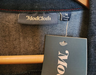 ModCloth denim flared jumpsuit size M (best fits 10)