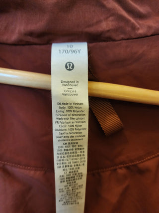 Lorna Jane brown rain jacket size 10