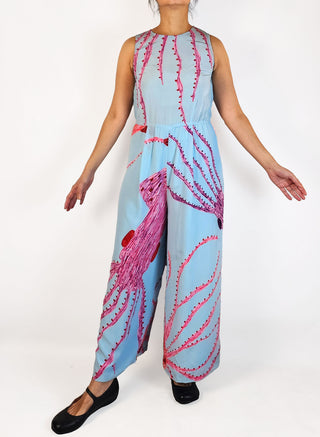 Gorman blue squid print 100% silk jumpsuit size 10