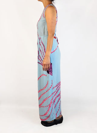 Gorman blue squid print 100% silk jumpsuit size 10