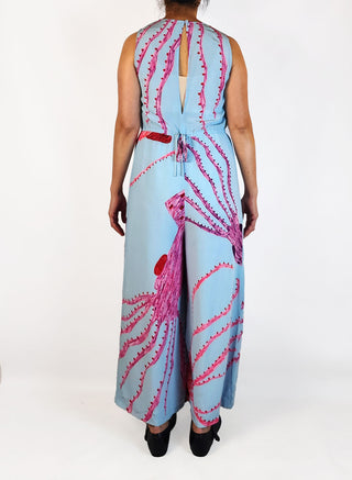 Gorman blue squid print 100% silk jumpsuit size 10