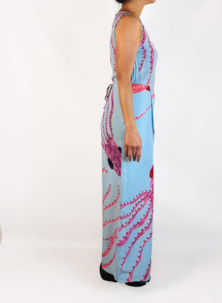 Gorman blue squid print 100% silk jumpsuit size 10