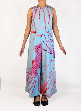 Gorman blue squid print 100% silk jumpsuit size 10