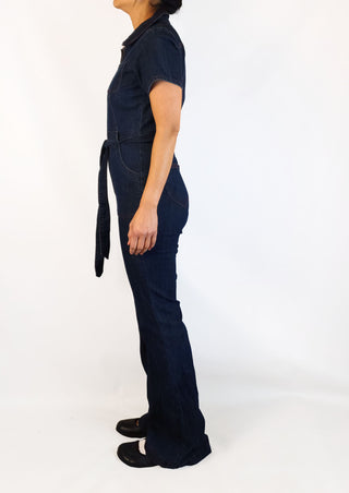 ModCloth denim flared jumpsuit size M (best fits 10)