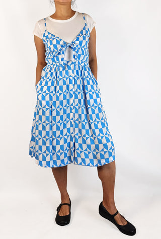 Naomi Murrel blue and white rayon dress size 10