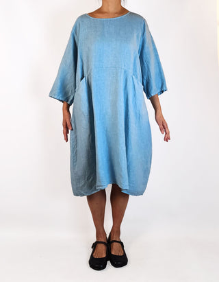 Urban Luxury blue 100% linen dress size 10