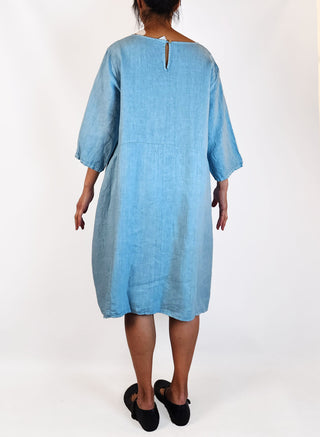 Urban Luxury blue 100% linen dress size 10