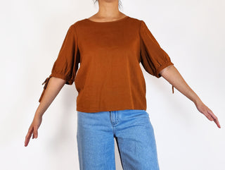 Princess Highway brown linen mix top size 10