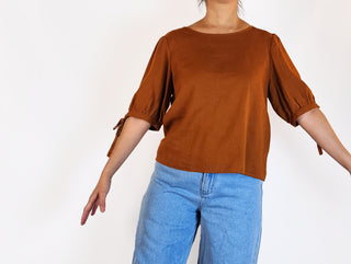 Princess Highway brown linen mix top size 10