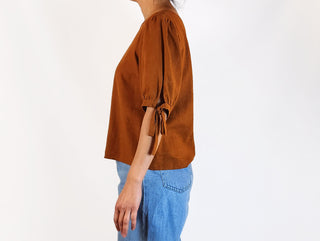 Princess Highway brown linen mix top size 10