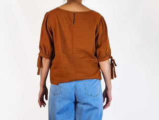 Princess Highway brown linen mix top size 10