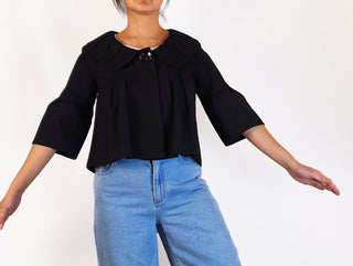 Cue black cropped jacket size 10