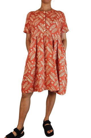 Magpie Goose red linen dress size 12