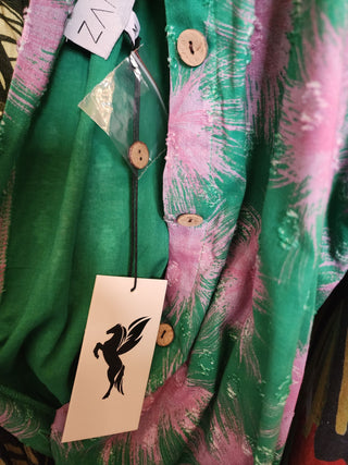 Zarc green pink cotton dress size 12
