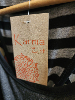 Karma East grey and black striped dress size 12