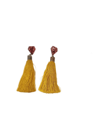 Red heart and yellow earrings