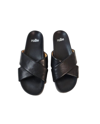 Rollie black leather flip sandals Shoe size 41