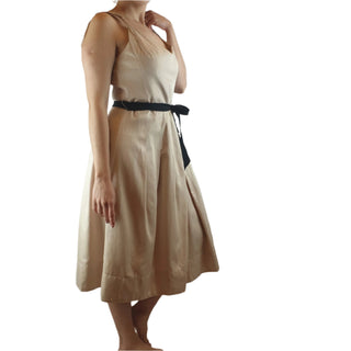 Veronica Maine cream sleeveless dress with contrasting black ribbon waist tie size 10 Veronica Maine preloved second hand clothes 4