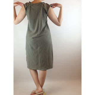 Akira Isogawa grey stretchy feel dress with unique and pretty bunching neckline size S/AU 10 Akira Isogawa preloved second hand clothes 9