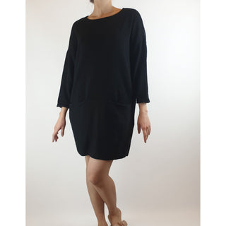 Cos black 100% merino wool 3/4 length sleeve dress size S (best fits size 10) Dear Little Panko preloved second hand clothes 1