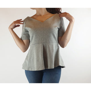 Cos grey v-neck tee shirt style top with flared detail size S (best fits 10) Cos preloved second hand clothes 4
