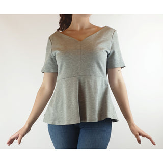 Cos grey v-neck tee shirt style top with flared detail size S (best fits 10) Cos preloved second hand clothes 3