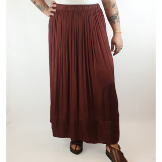 Saba deep red silky feel maxi skirt with long side splits size 14 Saba preloved second hand clothes 3