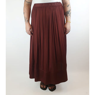 Saba deep red silky feel maxi skirt with long side splits size 14 Saba preloved second hand clothes 1