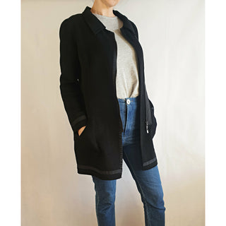 Black pre-owned knee length coat size S (best fits 6-8) Unknown preloved second hand clothes 1