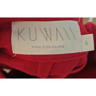 Kuwaii tomato red wool mix pencil skirt with pockets size 6 Kuwaii preloved second hand clothes 8