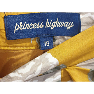 Princess Highway mustard a-line skirt with floral print size 16 Princess Highway preloved second hand clothes 8