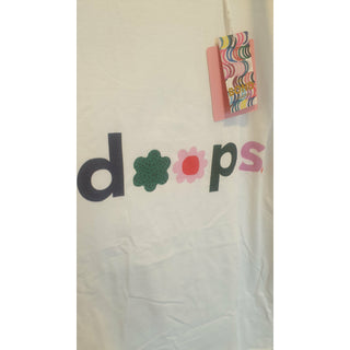 Doops white tee shirt with fun logo size XL (tiny fit, best fits size 12) Doops preloved second hand clothes 9