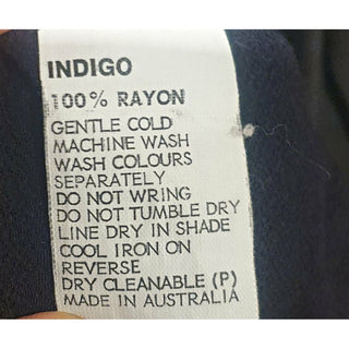 Indigo Australian brand dark navy rayon puffy sleeve tee shirt size 8 Indigo preloved second hand clothes 12