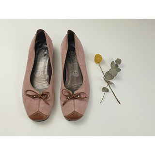 Gabor Pink suede leather flats with brown leather accents size 37 Gabor preloved second hand clothes 1