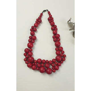 Elk red spherical wooden beaded necklace Dear Little Panko preloved second hand clothes 5