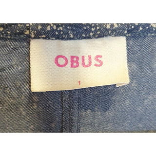 Obus blue 3/4 sleeve top with cream splodge print size 1 (best fits size 6-8) Obus preloved secondhand 8