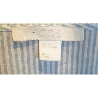 Cos pre-owned white and blue fine striped shirt with front elasticated detail size 42 (best fits size 16) Cos preloved second hand clothes 8