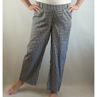 Asos multi coloured gingham straight leg pants with elastic waist size 16 Asos preloved second hand clothes 1