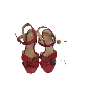 Mimco red leather strappy sandals with wooden heel size 37 Mimco preloved second hand clothes 3