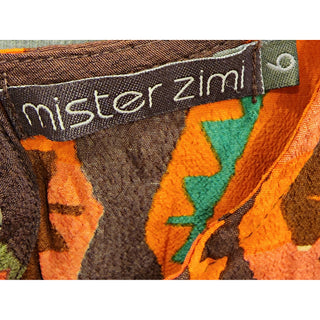 Mister Zimi brown tee shirt with orange, green and beige print size 6 Mister Zimi preloved second hand clothes 7